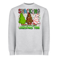 Heather Grey Snacking Around The Christmas Tree Heavyweight Sweatshirt - CowhideDigitalArt