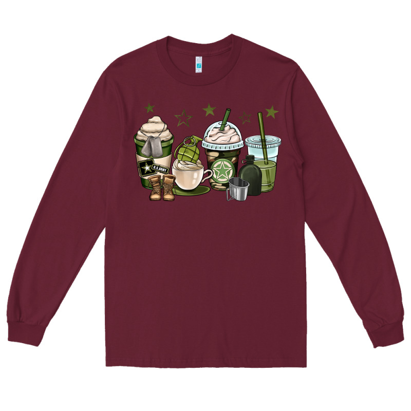 Us Army Coffee Cups Long Sleeve Tee by OliviaCreatesArt | Teevron