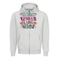 Dove Grey Thick Thighs And Love Vibes Zipper Hoodie - CowhideDigitalArt
