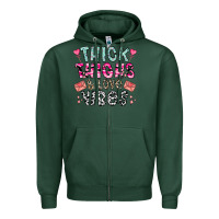 Sports Green Thick Thighs And Love Vibes Zipper Hoodie - CowhideDigitalArt