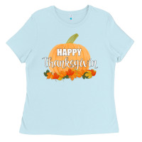 Baby Blue Happy Thanksgiving Ladies Tee - Bettercallsaul