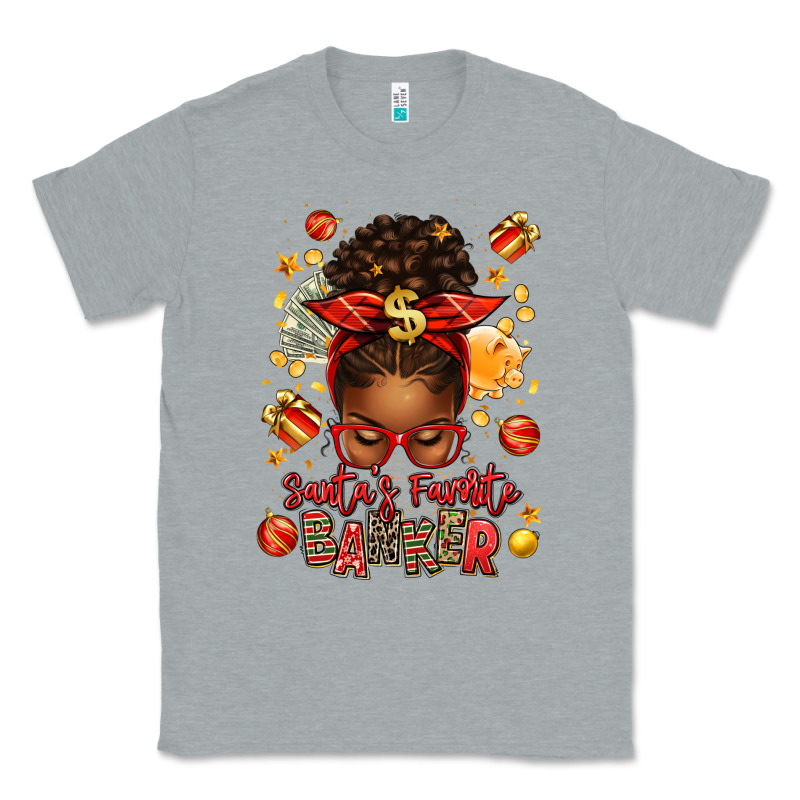 Santa Favorite Banker Afro Messy Bun Classic Tee by texasbilliewilder | Teevron