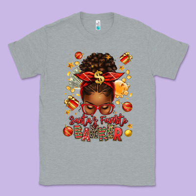 Santa Favorite Banker Afro Messy Bun Classic Tee Designed By Texasbilliewilder