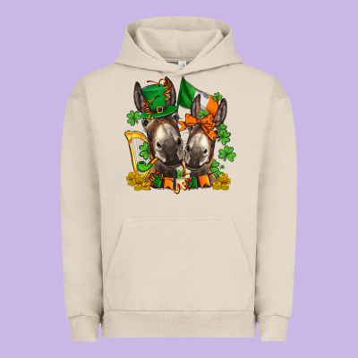 St Patricks Donkeys With  Shamrocks Urban Hoodie Designed By Adodesignshop