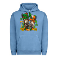 Pigment Pebble Blue st patricks donkeys with  shamrocks Urban Hoodie - AdoDesignShop
