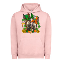 Pigment Salmon st patricks donkeys with  shamrocks Urban Hoodie - AdoDesignShop