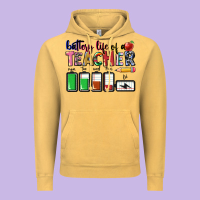 Battery Life Of A Teacher Vintage Hoodie Designed By Cowgirlartshop