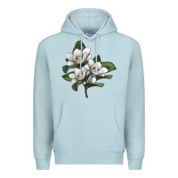 Blue Mist Magnolia Flower Illustration Premium Hoodie - LillyAllenDesigns
