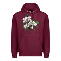 Burgundy Magnolia Flower Illustration Premium Hoodie - LillyAllenDesigns