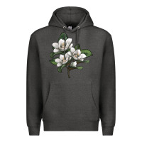 Charcoal Heather Magnolia Flower Illustration Premium Hoodie - LillyAllenDesigns