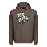 Coffee Magnolia Flower Illustration Premium Hoodie - LillyAllenDesigns