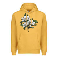 Mustard Magnolia Flower Illustration Premium Hoodie - LillyAllenDesigns