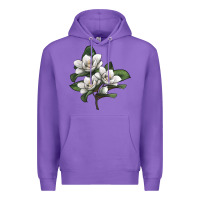 Purple Magnolia Flower Illustration Premium Hoodie - LillyAllenDesigns