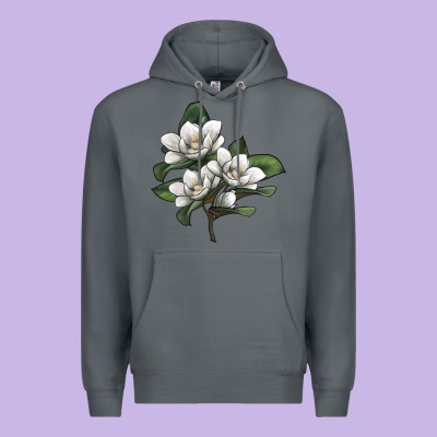 Magnolia Flower Illustration Premium Hoodie Designed By Lillyallendesigns