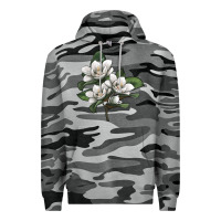 Slate Camo Magnolia Flower Illustration Premium Hoodie - LillyAllenDesigns