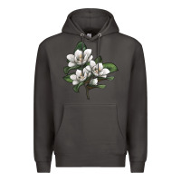 Smoke Magnolia Flower Illustration Premium Hoodie - LillyAllenDesigns