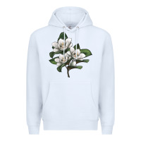 White Magnolia Flower Illustration Premium Hoodie - LillyAllenDesigns