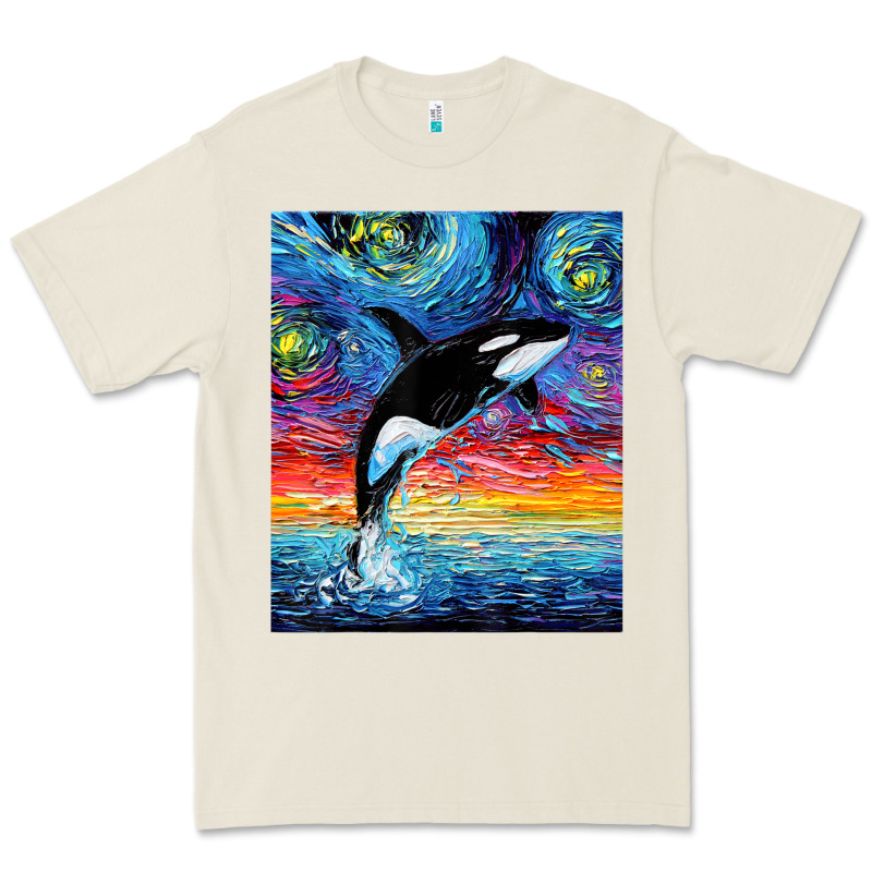 Orca Killer Whale Starry Night Colorful Ocean Art By Aja Premium Tee by trangStudio | Teevron