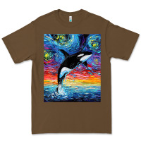 Cacao Orca Killer Whale Starry Night Colorful Ocean Art By Aja Premium Tee - trangStudio