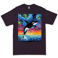 Plum Orca Killer Whale Starry Night Colorful Ocean Art By Aja Premium Tee - trangStudio