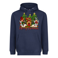 Navy merry christmas gnomies Heavyweight Hoodie - BarkalooDesign