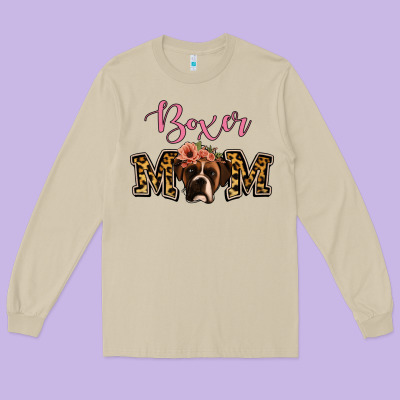 Boxer Mom Long Sleeve Tee Designed By Jasminsmagicworld