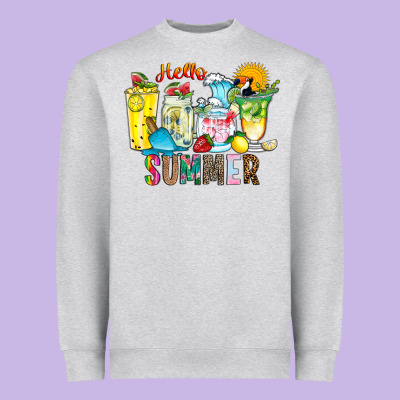 Hello Summer Drink Heavyweight Sweatshirt Designed By Cowhidedigitalart