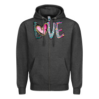 Charcoal Heather Valentine Love Zipper Hoodie - CowhideDigitalArt