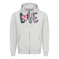 Dove Grey Valentine Love Zipper Hoodie - CowhideDigitalArt