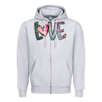 Heather Grey Valentine Love Zipper Hoodie - CowhideDigitalArt