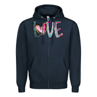 Navy Valentine Love Zipper Hoodie - CowhideDigitalArt