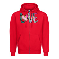 Red Valentine Love Zipper Hoodie - CowhideDigitalArt