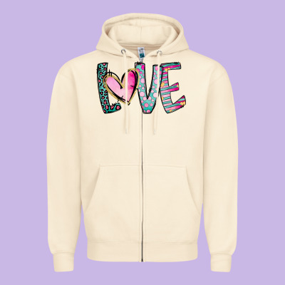 Valentine Love Zipper Hoodie Designed By Cowhidedigitalart