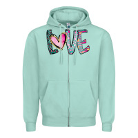 Seafoam Valentine Love Zipper Hoodie - CowhideDigitalArt