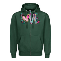 Sports Green Valentine Love Zipper Hoodie - CowhideDigitalArt