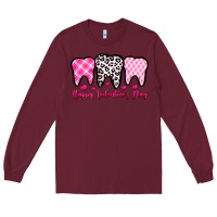 Burgundy happy valentines day dentist Long Sleeve Tee - OliviaCreatesArt