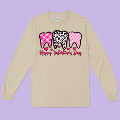 Happy Valentines Day Dentist Long Sleeve Tee Designed By Oliviacreatesart