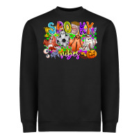 Black Spooky Vibes Ghost Heavyweight Sweatshirt - CowhideDigitalArt