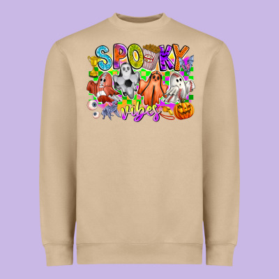 Spooky Vibes Ghost Heavyweight Sweatshirt Designed By Cowhidedigitalart