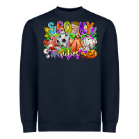 Navy Spooky Vibes Ghost Heavyweight Sweatshirt - CowhideDigitalArt