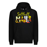 Black Softball Mama Premium Hoodie - CowhideDigitalArt