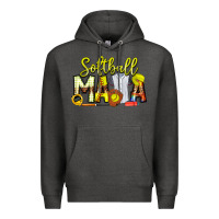 Charcoal Heather Softball Mama Premium Hoodie - CowhideDigitalArt