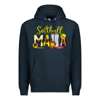 Navy Softball Mama Premium Hoodie - CowhideDigitalArt