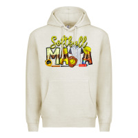 Oatmeal Heather Softball Mama Premium Hoodie - CowhideDigitalArt