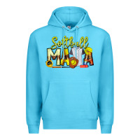 Ocean Blue Softball Mama Premium Hoodie - CowhideDigitalArt
