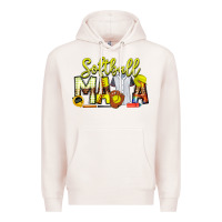 Pale Pink Softball Mama Premium Hoodie - CowhideDigitalArt