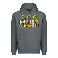 Rock Softball Mama Premium Hoodie - CowhideDigitalArt