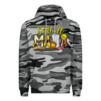 Slate Camo Softball Mama Premium Hoodie - CowhideDigitalArt