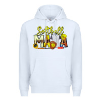 White Softball Mama Premium Hoodie - CowhideDigitalArt