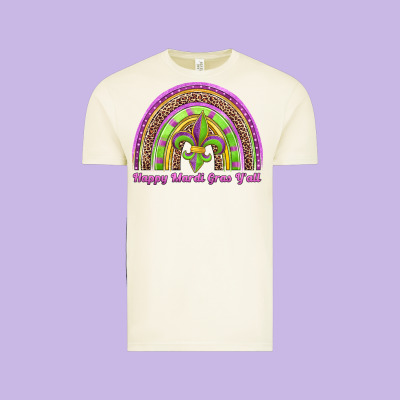 Happy Mardi Gras Y'all Rainbow Vintage Tee Designed By Jasminsmagicworld